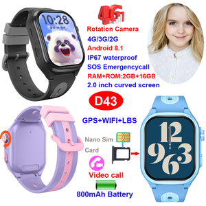4G kids GPS tracker watch with HD camera and curved screen D43