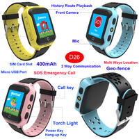 China factory hot selling safety security Kids Children GPS Tracker watch with Camera and Torch light (D26)