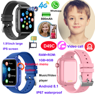 4G Android 8.1 Child Smart GPS Watch with Large Screen D49C