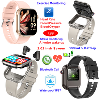  IP67 waterproof smart bluetooth watch with earbuds K99