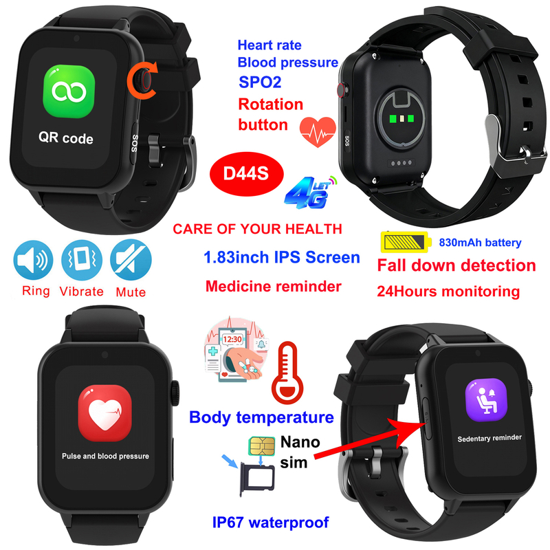 4G IP67 waterproof senior GPS Tracker with Fall Down Detection D44S