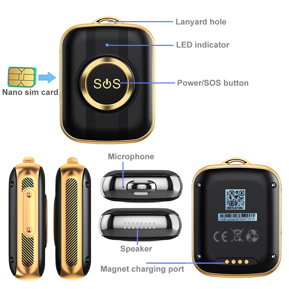 Mini kids safety monitoring GPS tracker with SOS call Y41K