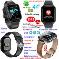 LTE Android 8.1 Fall Down Alert Elderly GPS Watch Tracker D41