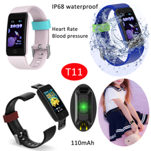 2021 Hot Selling HD Screen IPS Heart Rate Blood Pressure Sport Wristband Bluetooth Bracelet with IP68 Waterproof T11