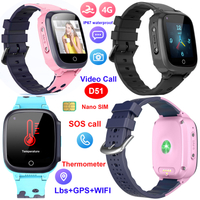 LTE IP67 Waterproof Thermometer Gift Watches GPS Tracker for Children D51