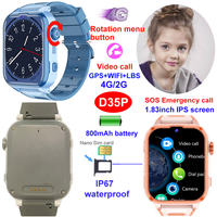 4G IP67 waterproof smart GPS watch tracker device with rotation menu button D35P