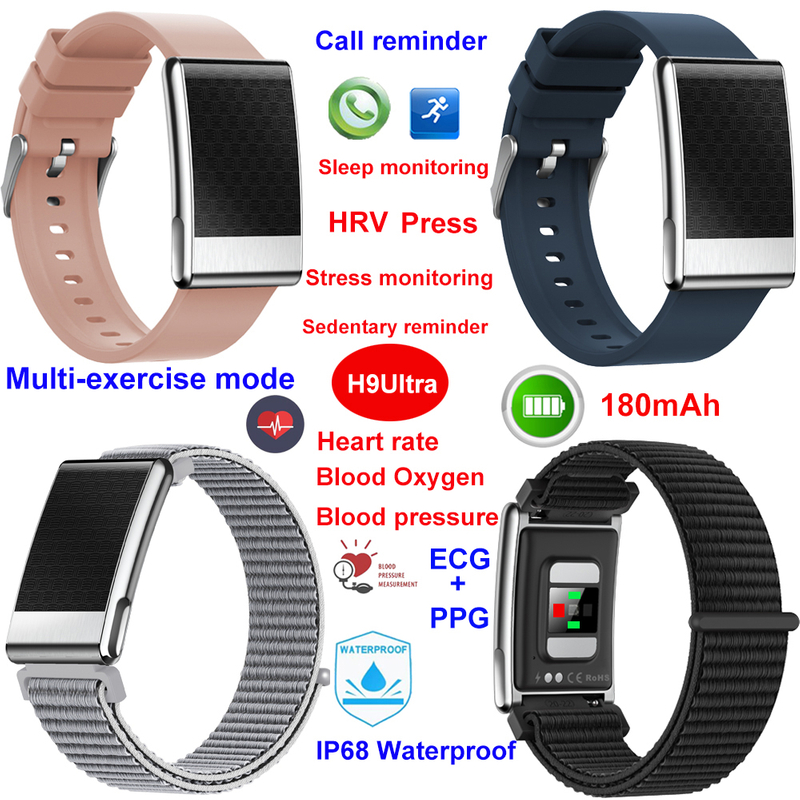  IP68 waterproof smart bluetooth ECG+PPG watch with HR BP SPO2 monitoring H9Ultra