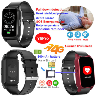 4G Elderly healthcare smart GPS tracker watch with fall down alert 
