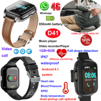 4G Waterproof body temperature senior healthcare GPS Tracker Watch D41