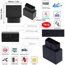 OBD LTE Real-Time Google Map Tracking GPS Vehicle Tracker with Anti-Theft Alert for Car/Trunk/Motorcycle T816