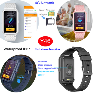 Slim Design 4G Elderly GPS Tracker Watch with Body Temperature Y46