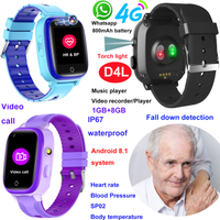 LTE Video call IP67 Waterproof Thermometer Smart Watch GPS Tracker D4L