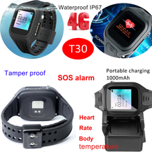 4G Tamper-proof waterproof GPS bracelet watch with thermometer HR for Prison T30