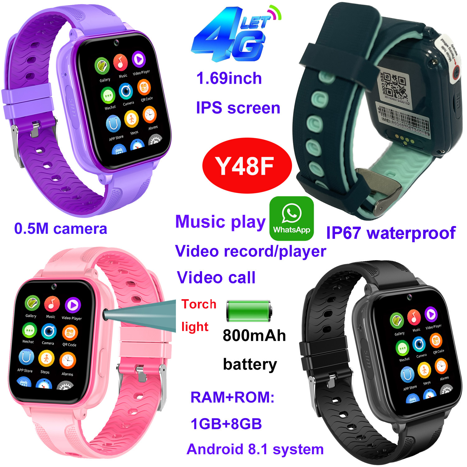 Large screen 4G teenagers Smart Watch GPS Tracker Y48F