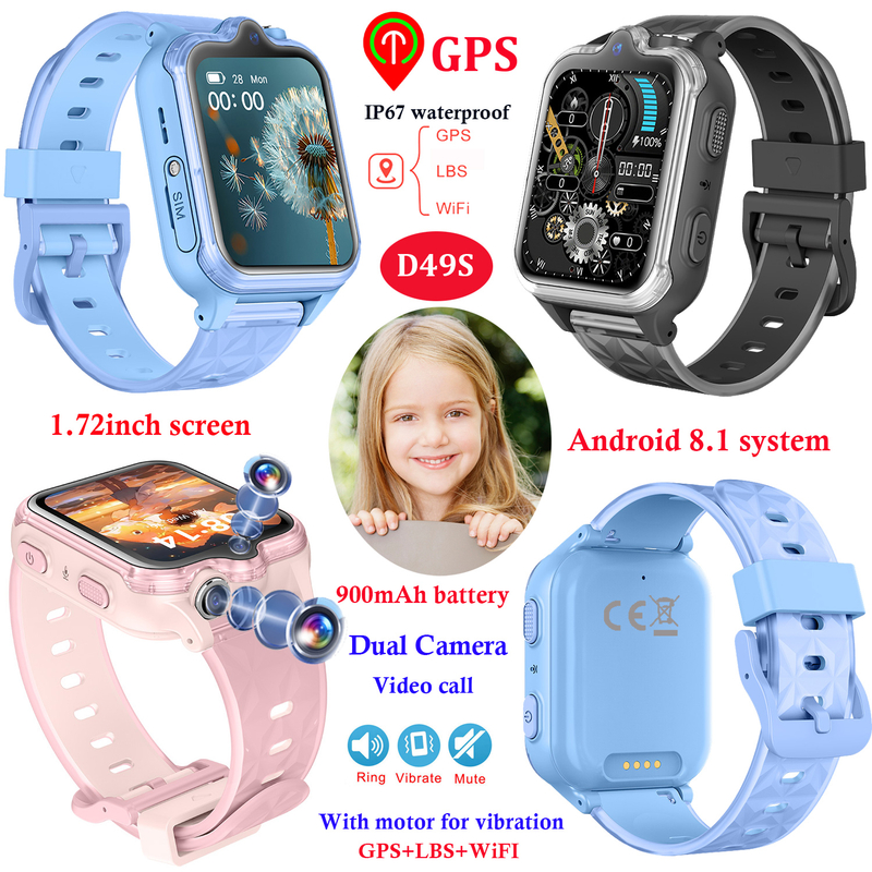 4G IP67 waterproof child dual camera gps tracker with geo-fence alerts D49S