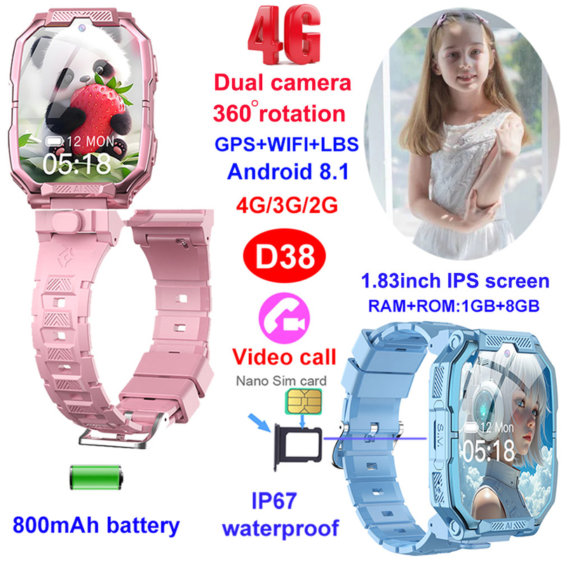 China manufacture IP67 waterproof wearable safety kids smart GPS watch D38