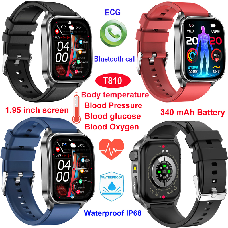 IP68 waterproof elderly smart bluetooth watch with healthcare monitoring T810