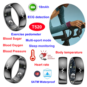 5ATM waterproof bluetooth smart ring with ECG HR BP SPO2 T520