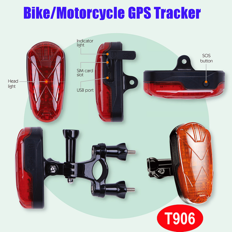 Anti theft 4G Bike Wheelchair GPS Tracker with Shock Sensor T906