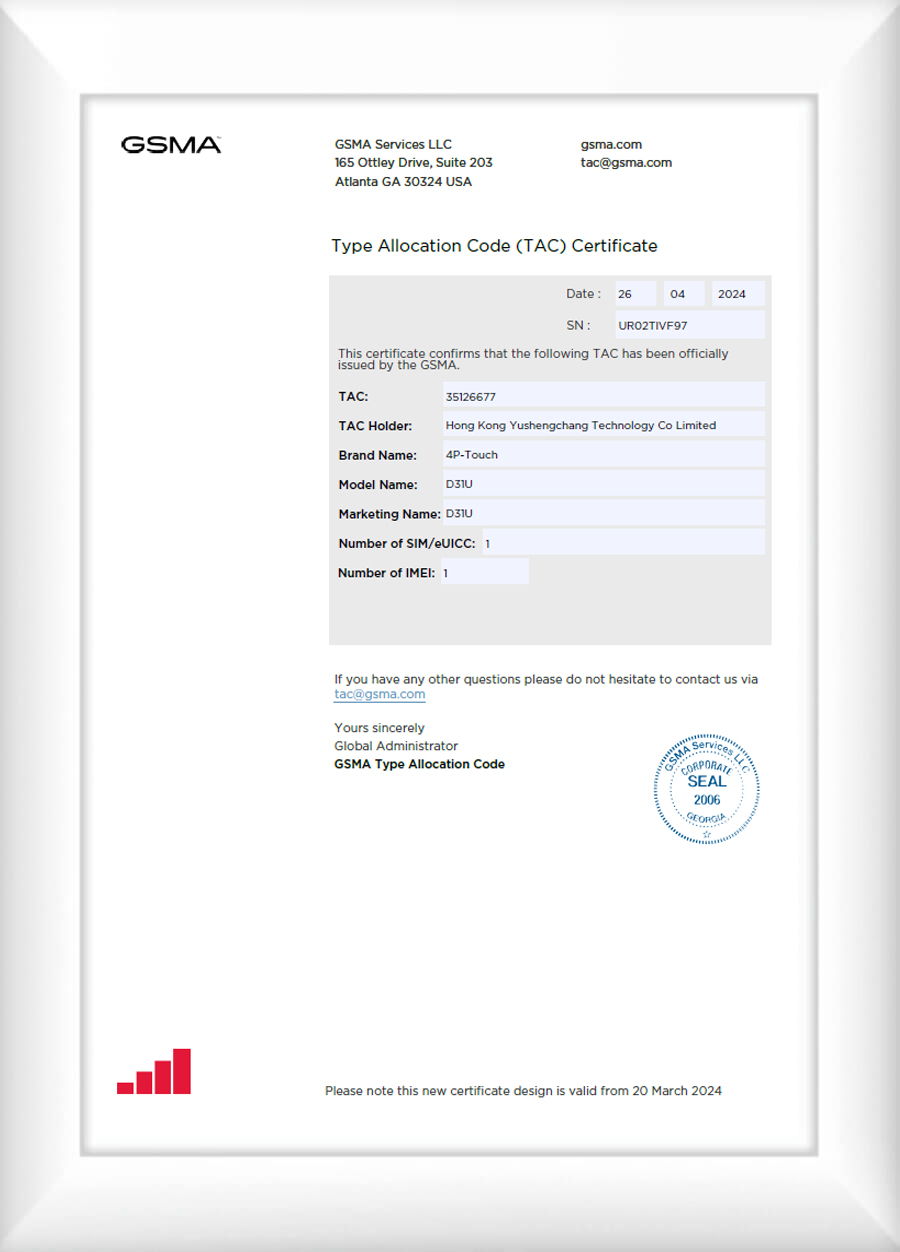 IMEI GSMA Certificate