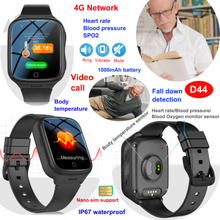 New launched China factory 4G IP67 Waterproof Colorful touch screen senior healthcare Elderly GPS Tracker Smart Watch with video call D44