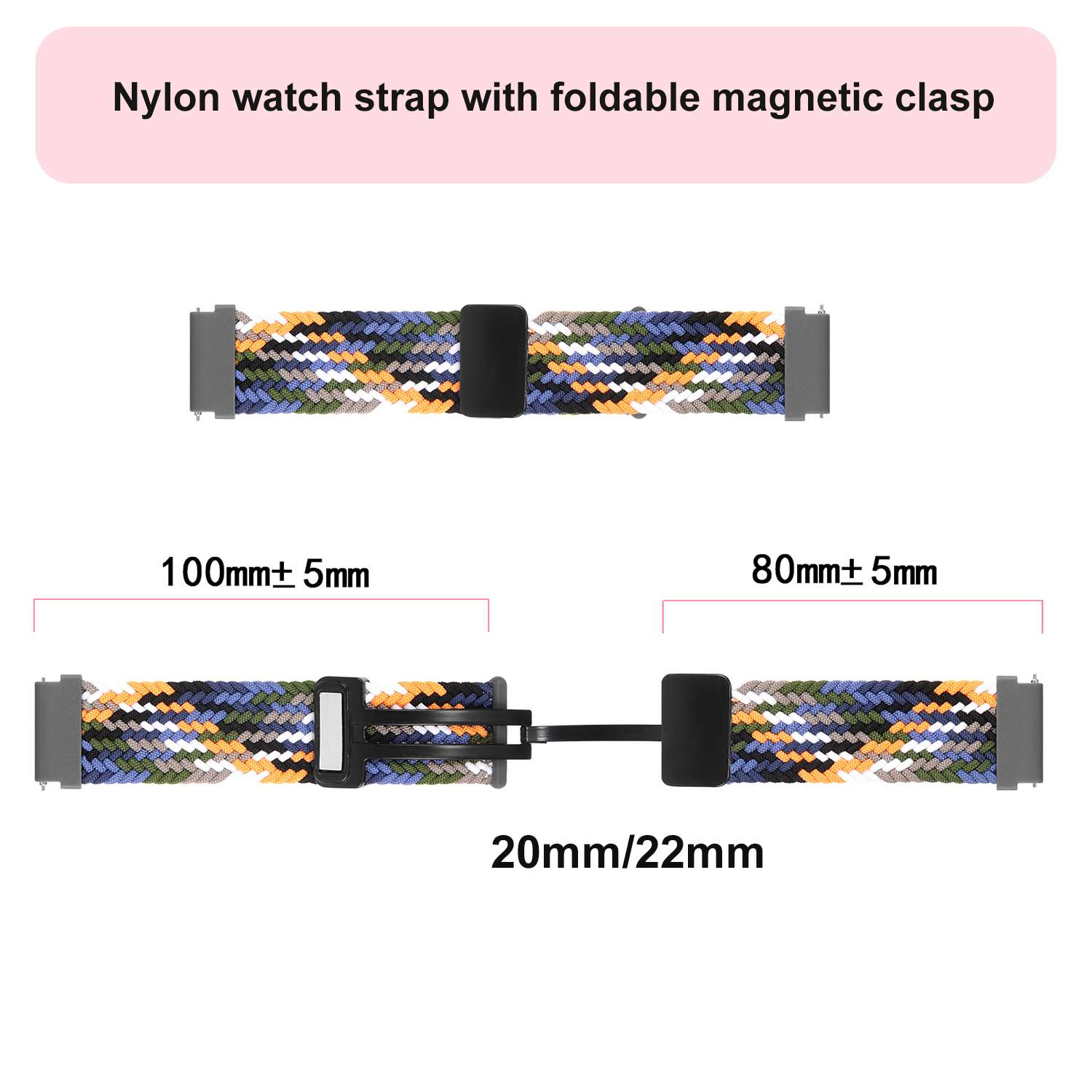 Fashion colorful Nylon woven Watch Band with Magnetic Clasp for kids elderly GPS tracker watch NS03