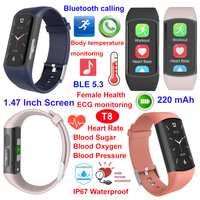 New design IP67 water resistance mobile smart bracelet for healthcare monitoring T8