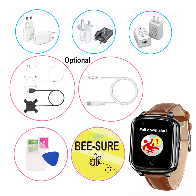 4G Waterproof body temperature senior healthcare GPS Tracker Watch D41