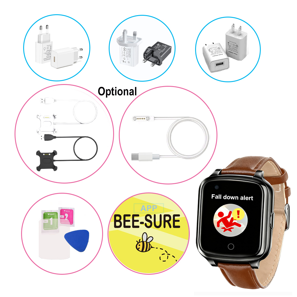 4G Waterproof body temperature senior healthcare GPS Tracker Watch D41