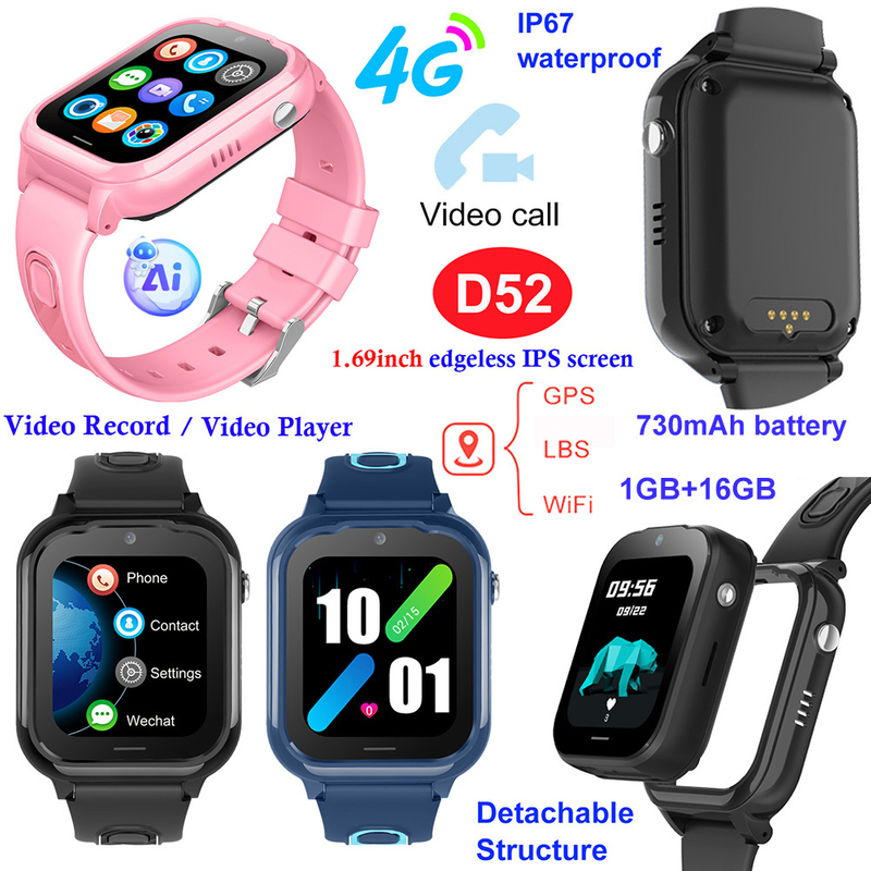 Top quality detachable 4G kids GPS tracker with SOS call D52