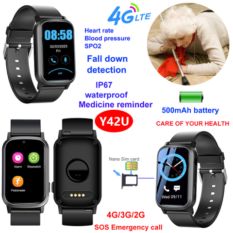 4G slim design Senior GPS Tracker watch with Fall down alert Y42U