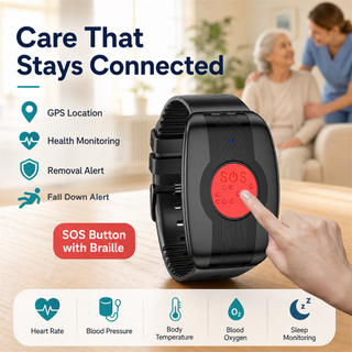 Termometro 4G Bracciale GPS Tracker per anziani con avviso di caduta 