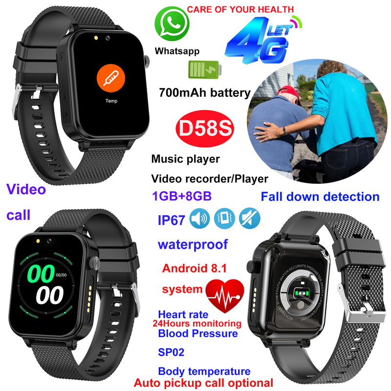 4G Personal Elderly healthcare GPS Smart Watch D58S