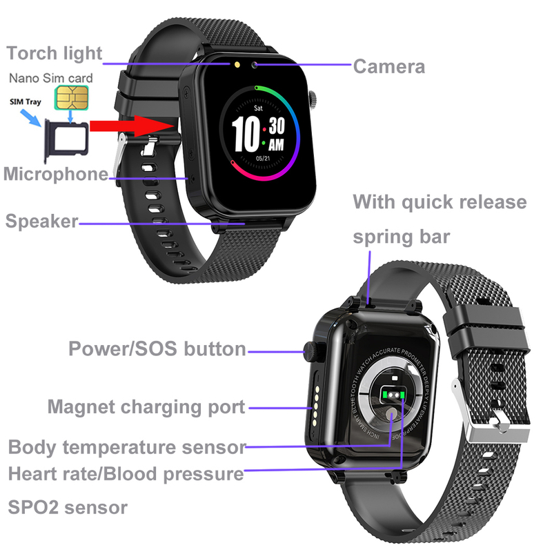 4G Personal Elderly healthcare GPS Smart Watch D58S