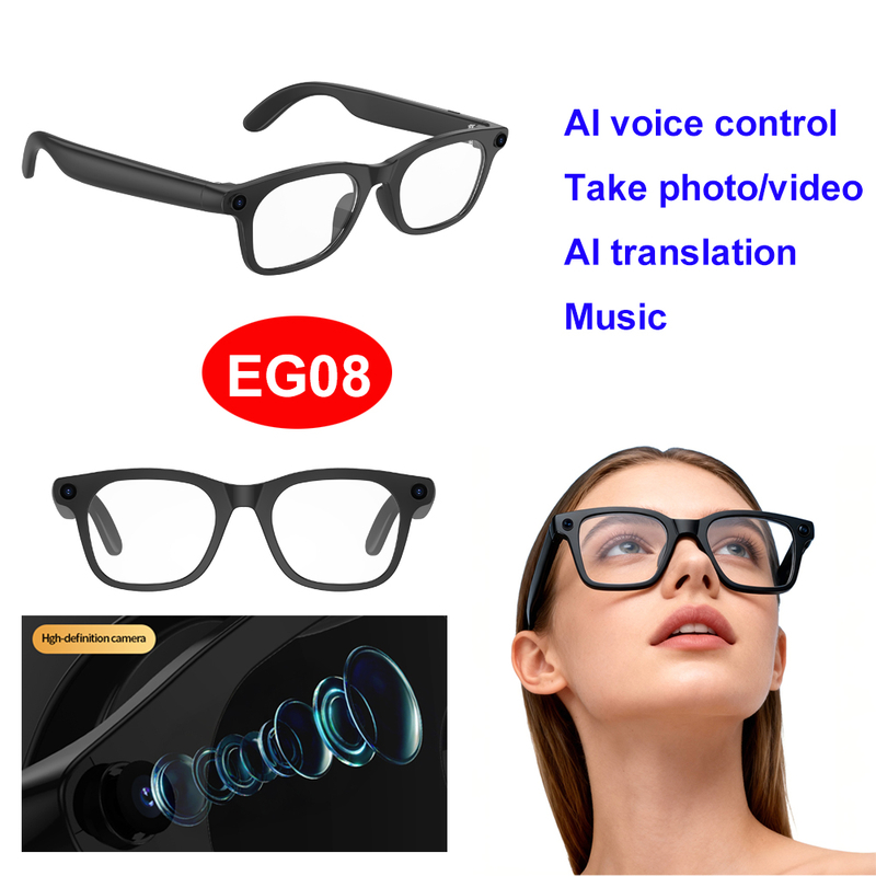 AI voice assistant smart camera eyeglasses anti-shake EG08